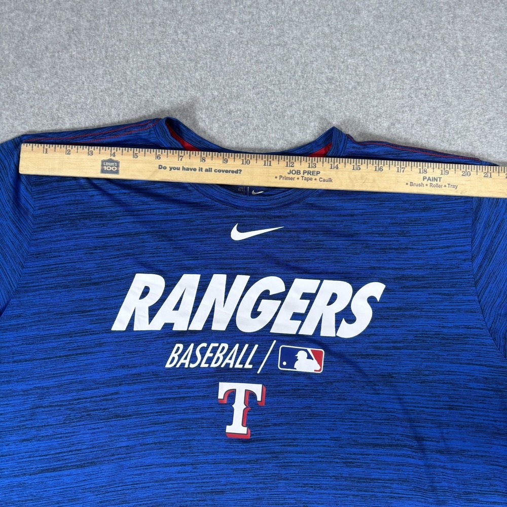 Nike Texas Rangers T-Shirt Mens XL Blue Dri-FIT Space Dye MLB Baseball Tee - Picture 10 of 13